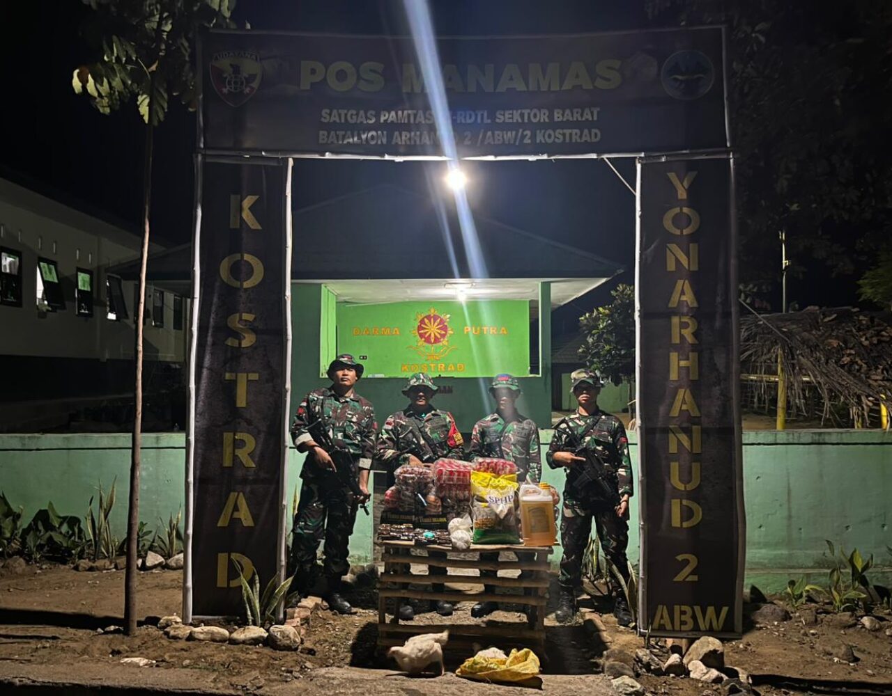 Satgas Pamtas Yonarhanud 2 Kostrad Gagalkan Upaya Penyelundupan Sembako dan Hewan Ternak