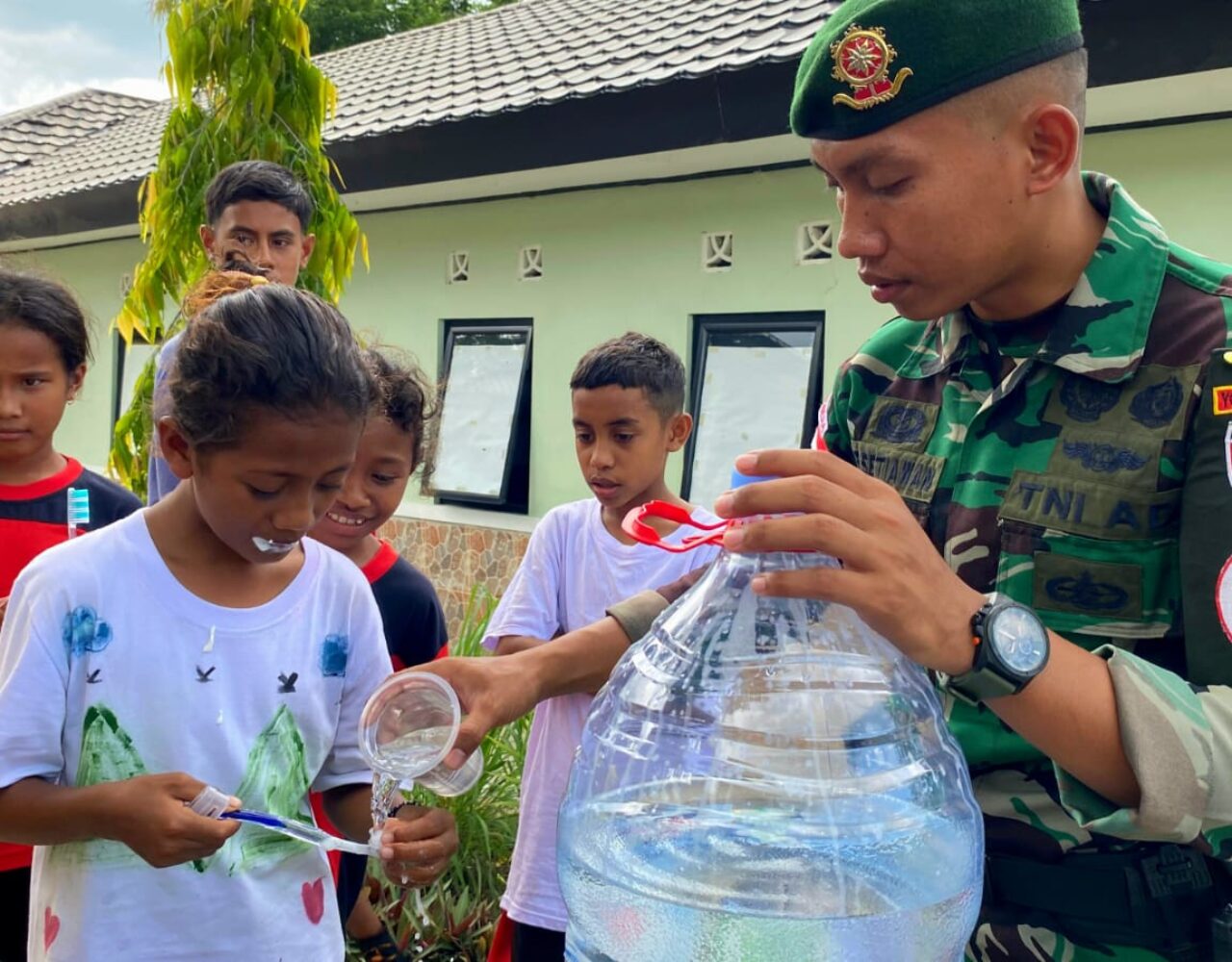 Satgas Pamtas Yonarmed 12 Kostrad Dorong Pola Hidup Sehat Anak Perbatasan Asulait