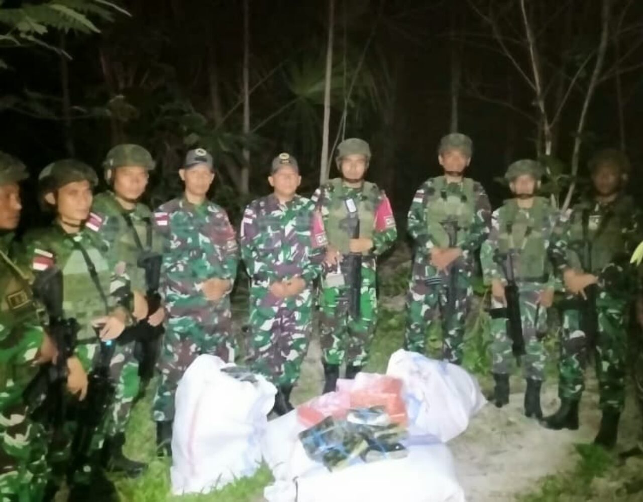 Amankan Perbatasan Negara, Satgas Pamtas Yonarmed 12 Kostrad Gagalkan Penyelundupan